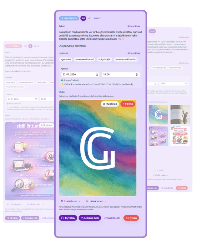 Postausehdotuksen esikatselu ja muokkaus Gunvaldissa